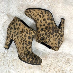 Sam & Libby Leopard Booties with elastic ankle slip on
